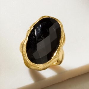 Ross-Simons Onyx Ring in 18kt Gold Over Sterling. Size 8