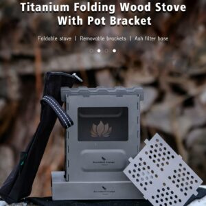 Boundless Voyage Outdoor Titanium Folding Wood Stove With Pot Bracket Foldable Camping Multi-Fuels Stove Portable Collapsible Charcoal Burner Furnace