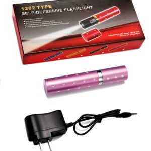 Lipstick Stun Gun for Women, self defense flashlight Stun guns with Safety Disable Pin.Wall Charger Included (Pink)