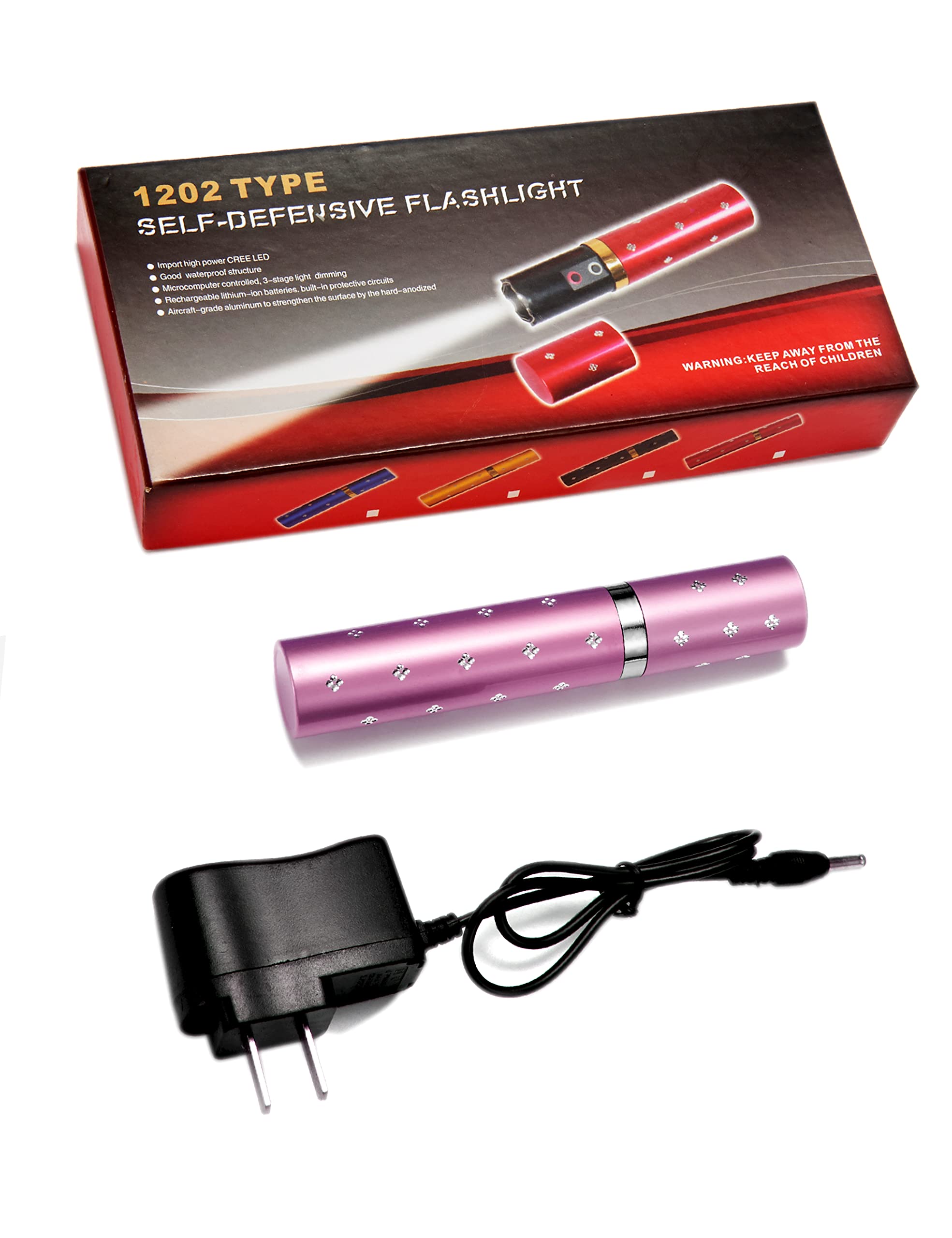 Lipstick Stun Gun for Women, self defense flashlight Stun guns with Safety Disable Pin.Wall Charger Included (Pink)