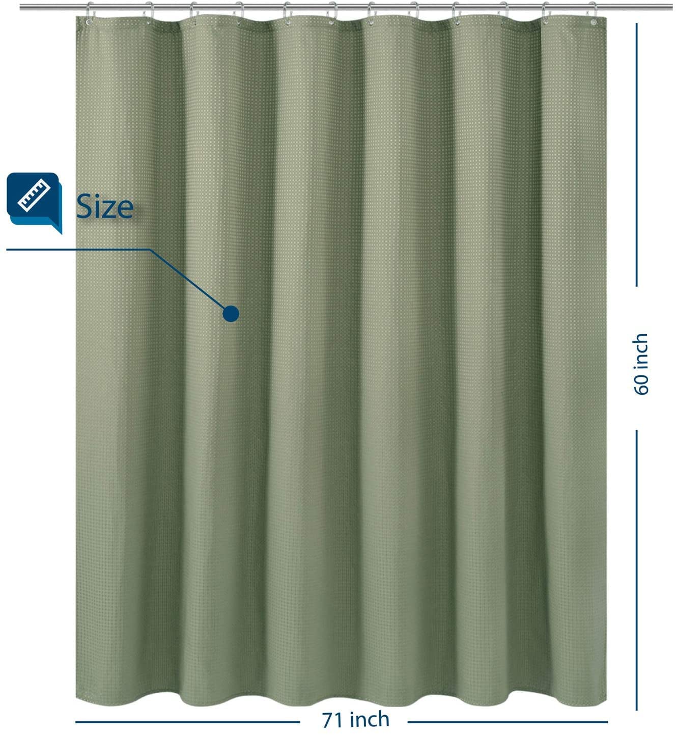 Threshold Waffle Weave Fabric Shower Curtain 72" x 72"- Green