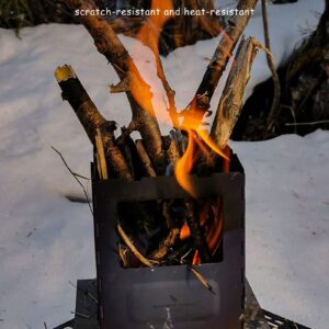 Boundless Voyage Outdoor Titanium Folding Wood Stove With Pot Bracket Foldable Camping Multi-Fuels Stove Portable Collapsible Charcoal Burner Furnace