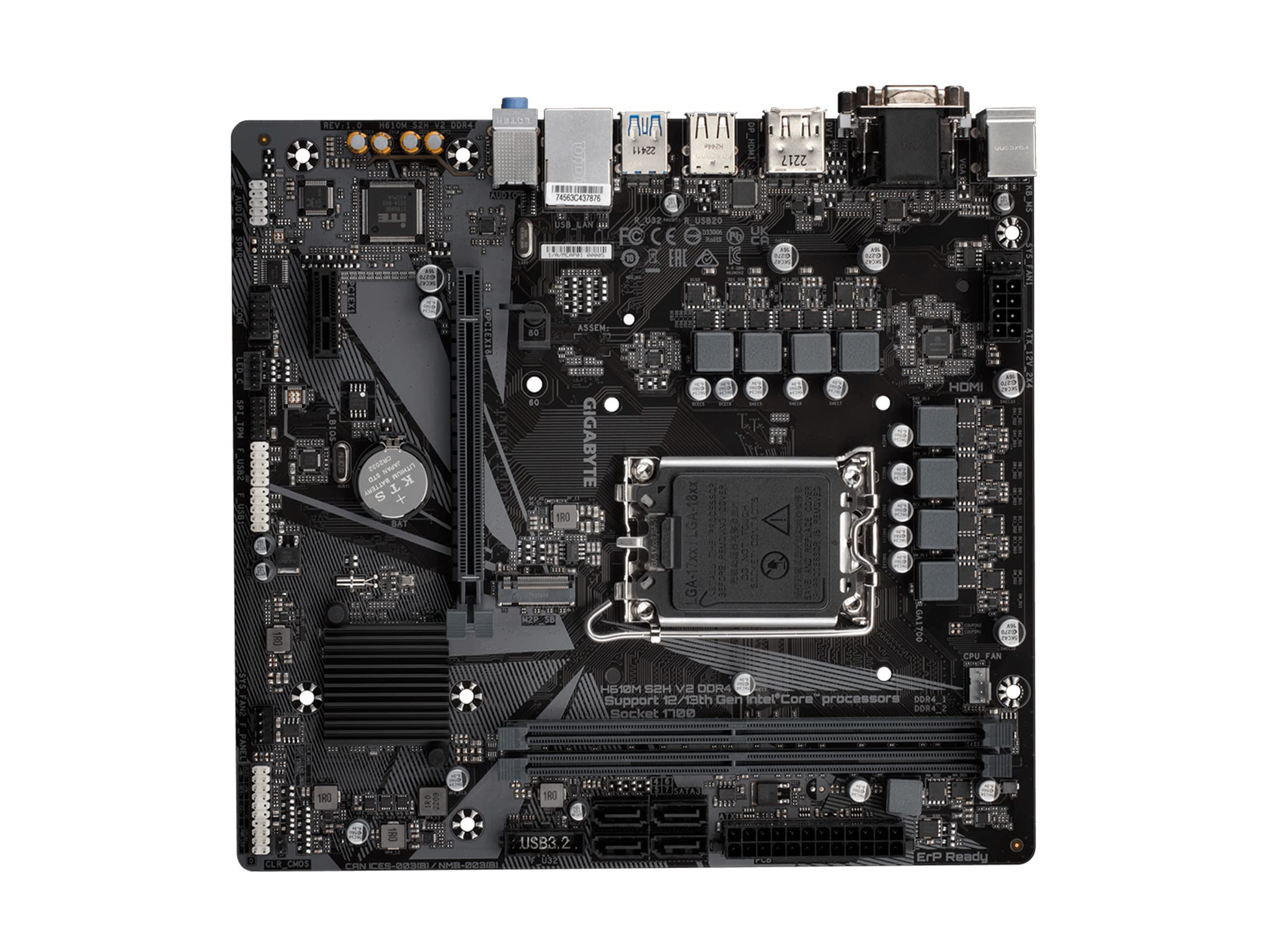 GIGABYTE H610M S2H DDR4 (H610/ Intel LGA 1700/ Micro ATX/ DDR4/ Single M.2/ PCIe 4.0/ USB 3.2 Gen1/ Realtek GbE LAN/Motherboard)