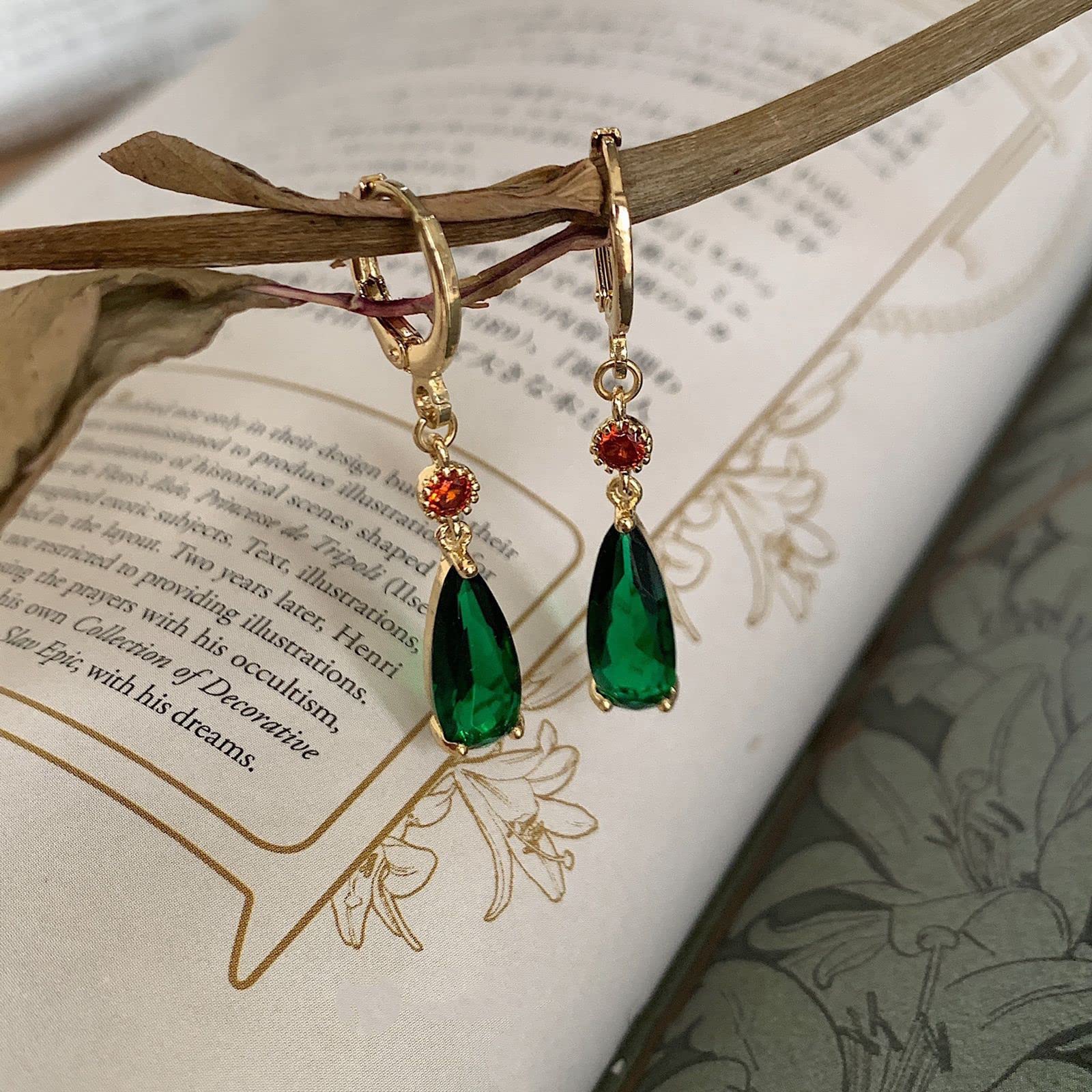 Howl's Earrings, Howl's Castles Moving Earrings, Green Water Drop Dangle Earrings, Costume Cosplay Anime Earrings, Huggie Hoop Earrings for Women