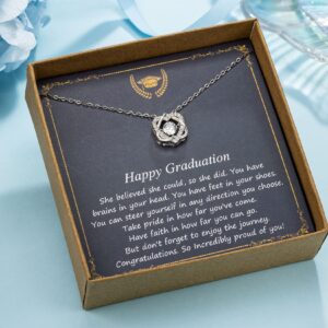 NOURISHLOV Graduation Gifts for Her 2024 College, Sterling Silver Two Interlocking Infinity Heart Necklace, Inspirational Graduation Gift, High School Graduate Gifts for Best Friend or Daughter