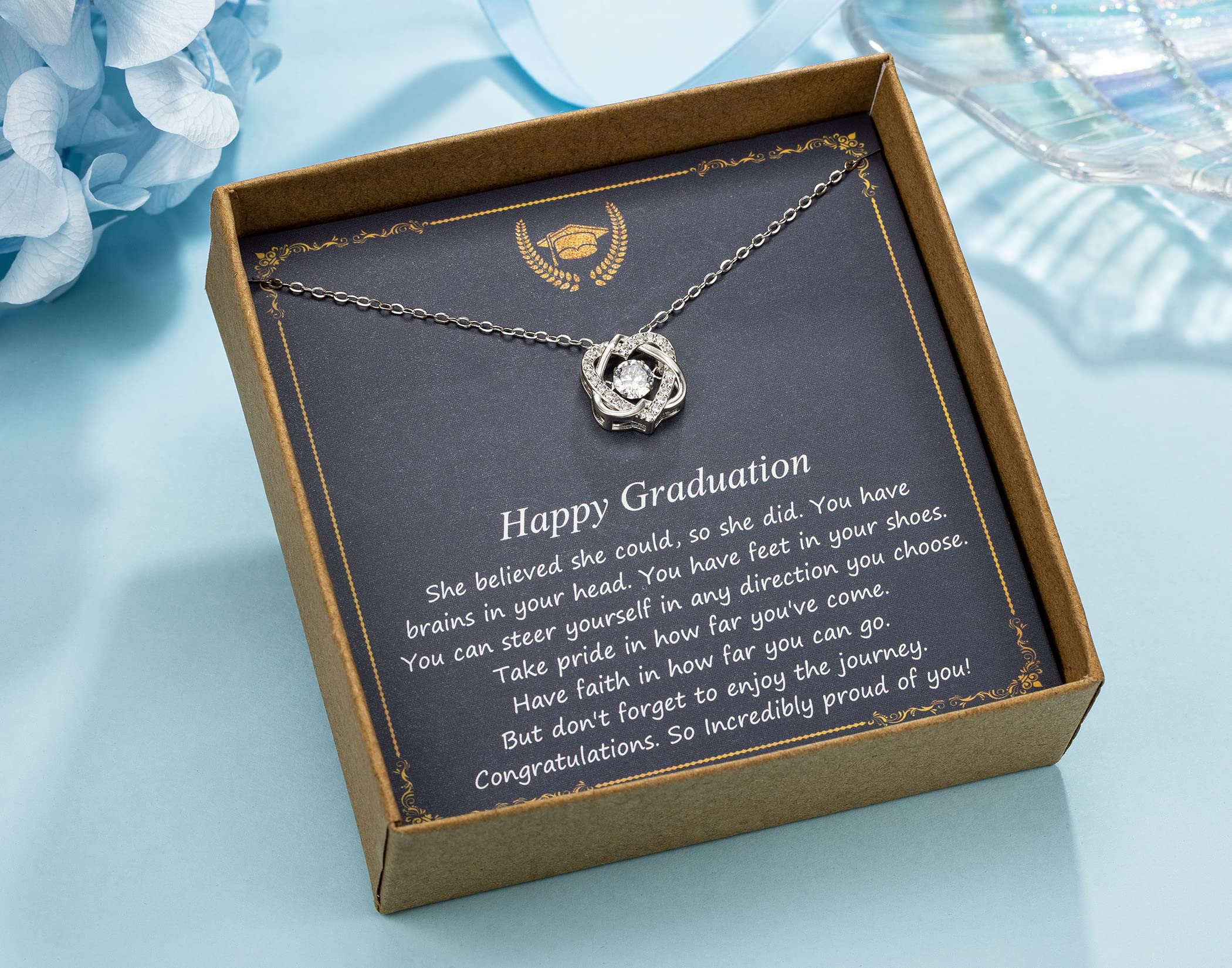 NOURISHLOV Graduation Gifts for Her 2024 College, Sterling Silver Two Interlocking Infinity Heart Necklace, Inspirational Graduation Gift, High School Graduate Gifts for Best Friend or Daughter