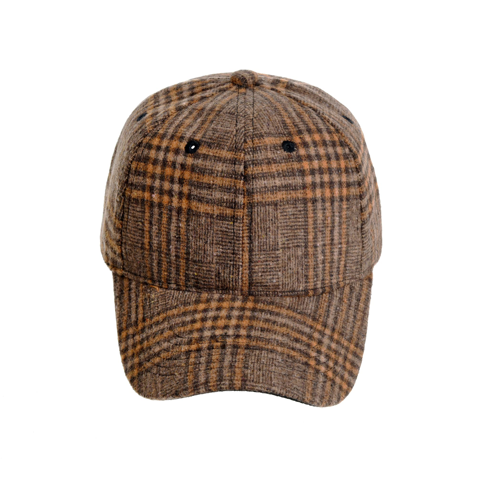 WITHMOONS Plaid Checked Baseball Cap Winter Soft Outdoor Dad Hat YZ10098 (Brown)