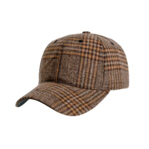 withmoons plaid checked baseball cap winter soft outdoor dad hat yz10098 (brown)