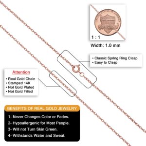 Kooljewelry 14k Rose Gold Rope Chain Pendant Necklace (1 mm, 24 inch)