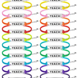 24 Pieces Teach Blessing Bracelets Colorful Greeting Bracelets Graduation Gifts for Women Men Teacher Appreciation Bracelet Graduation Gift Blessing Teacher's Day Gift Presents (Novel Style)