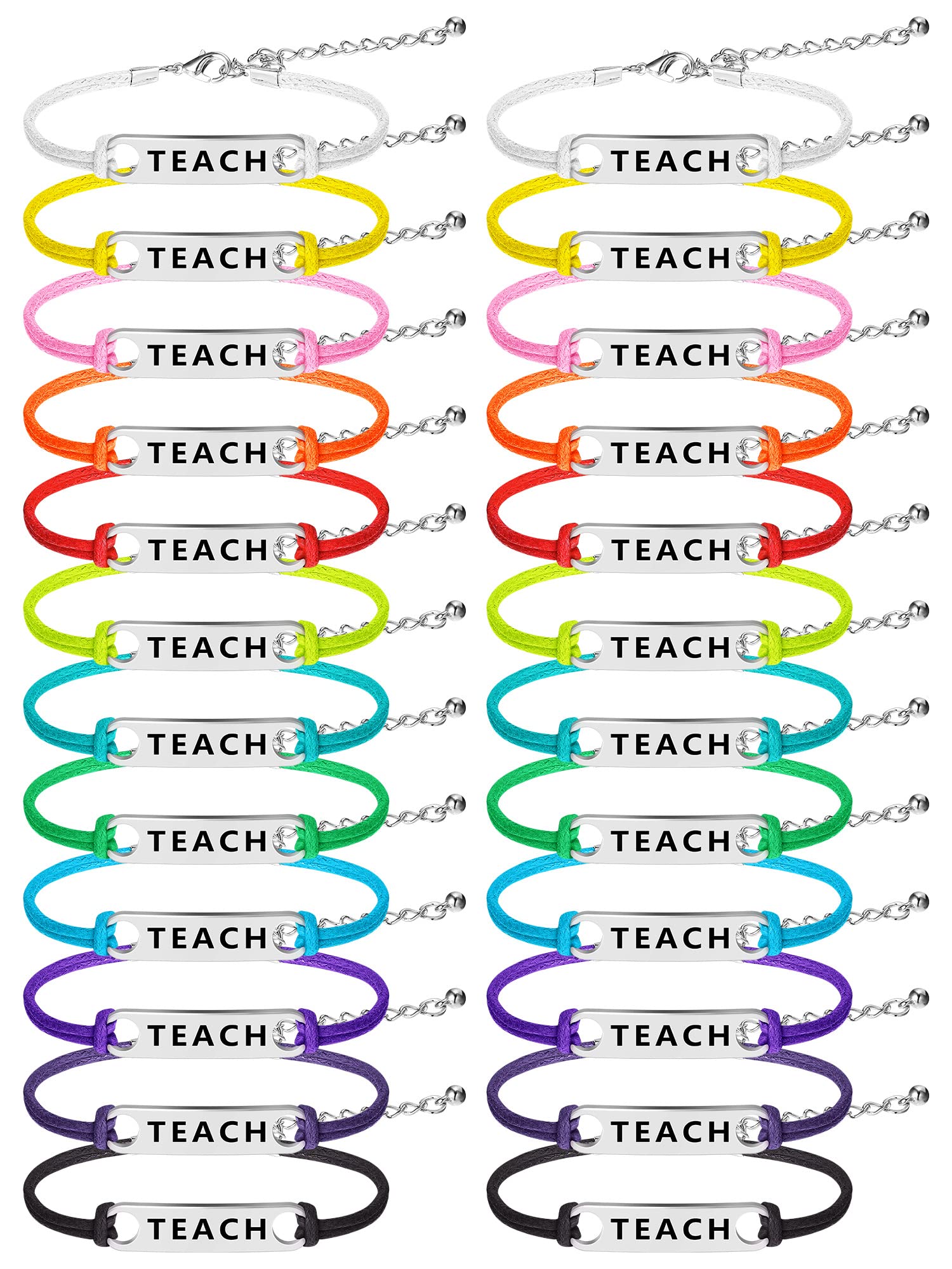 24 Pieces Teach Blessing Bracelets Colorful Greeting Bracelets Graduation Gifts for Women Men Teacher Appreciation Bracelet Graduation Gift Blessing Teacher's Day Gift Presents (Novel Style)