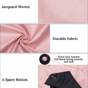 DiBanGu Mens Vest and Tie Set Formal Paisley Waistcoat and Necktie Pocket Square Cufflinks Silk Suit Vest for Tuxedo Wedding, Rose Gold, XX-Large