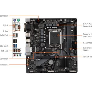 GIGABYTE H610M S2H DDR4 (H610/ Intel LGA 1700/ Micro ATX/ DDR4/ Single M.2/ PCIe 4.0/ USB 3.2 Gen1/ Realtek GbE LAN/Motherboard)