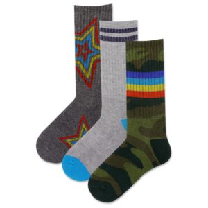 hot sox unisex child crew socks, multi-colored, medium us