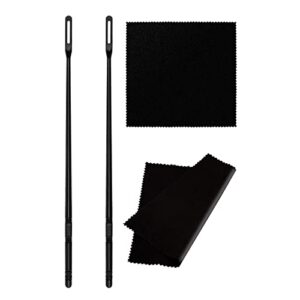 SAVITA 4pcs Flute Cleaning Kit, 2pcs Flute Cleaning Rod and 2pcs Flute Cleaning Cloth Flute Cleaning Swabs Flute Cleaning Supplies for Flute Cleaning and Polishing (Black)