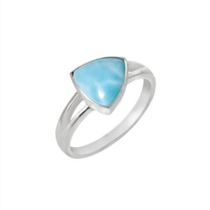 YoTreasure Natural Larimar Ring Solid 925 Sterling Silver Jewelry Gifts For Women