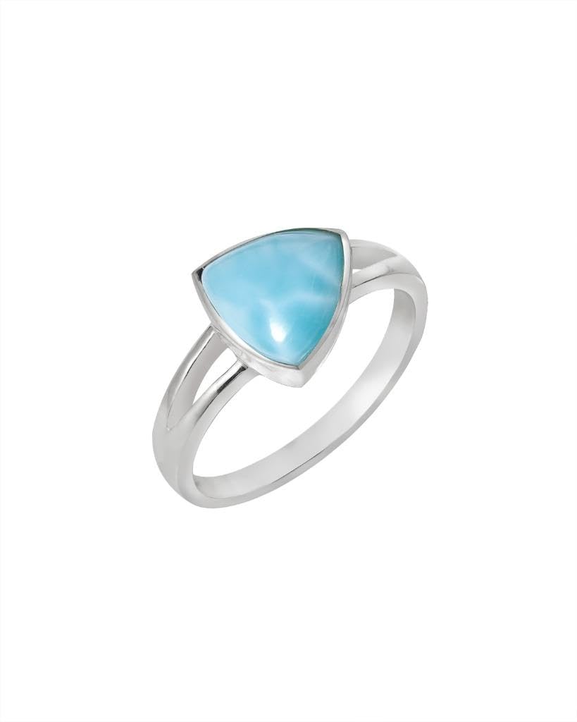 YoTreasure Natural Larimar Ring Solid 925 Sterling Silver Jewelry Gifts For Women