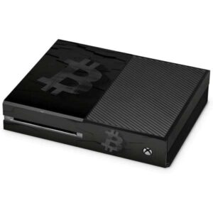 skinit decal gaming skin compatible with xbox one console - originally designed bitcoin textured logo design