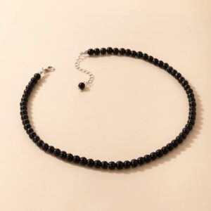 Asphinien Asphire Vintage Black Beaded Choker Bohemian Bead Ball Necklace Dainty Women's Collar Necklace Prom Party Festival Gift