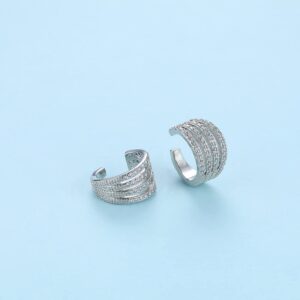 Lansora Cz Paved Stripe Ear Cuffs Multiple Lines Cubic Zirconia Non Pierced Cartilage Conch Cuff Earrings