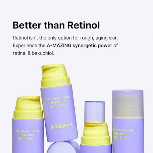 BY WISHTREND] Vitamin A-mazing Bakuchiol Retinal Night Cream, Korean Retinol Alternative, Slow Aging, Skin Smoothing, Pore Refining, Anti-Wrinkle, Sensitive skin 1.05 oz