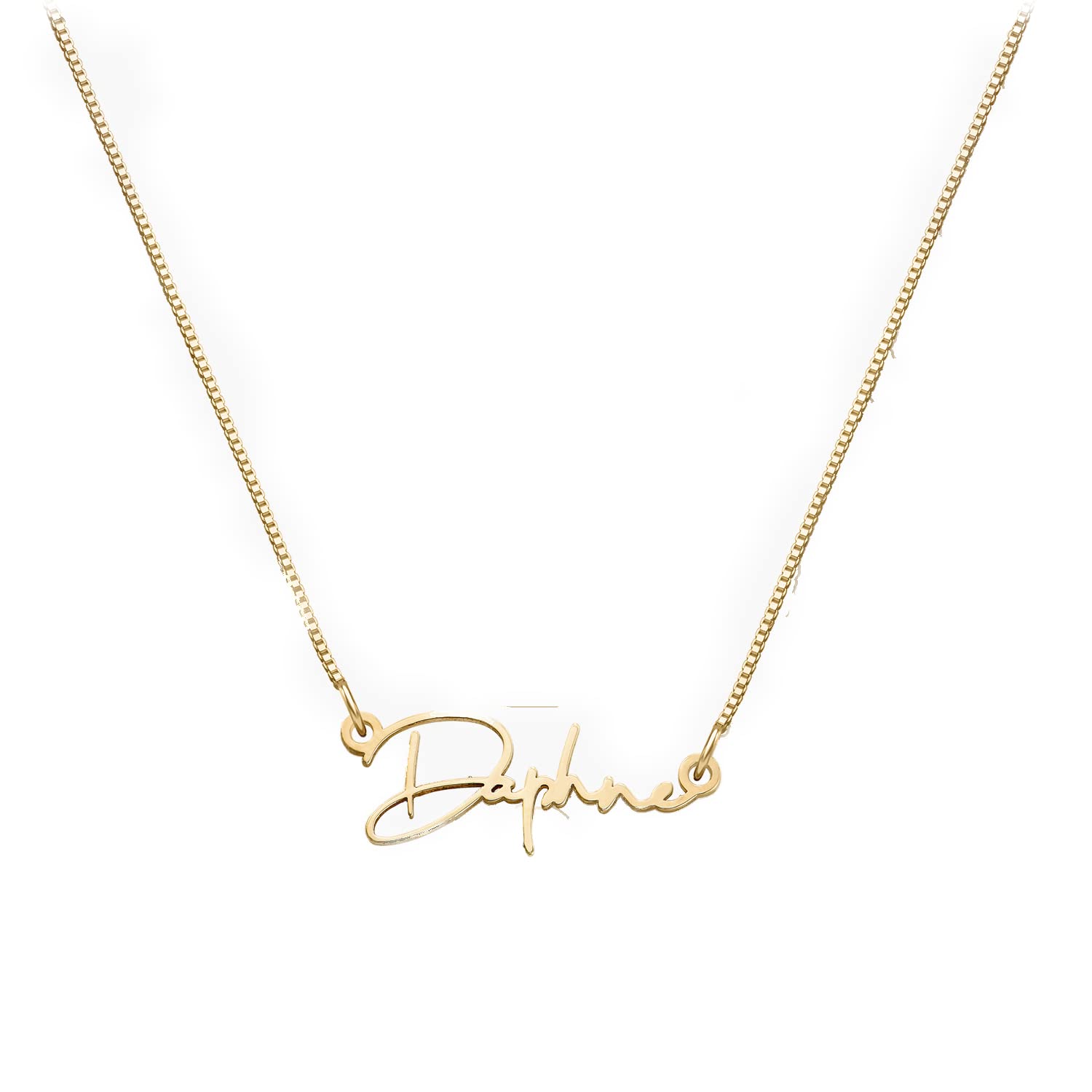 OAK & LUNA - Personalized Belle Custom Name Necklace (14k Yellow Gold, Without Diamond)