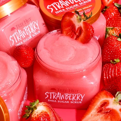 Tree Hut Strawberry Shea Sugar Scrub, 18 oz, Ultra Hydrating and Exfoliating Scrub for Nourishing Essential Body Care