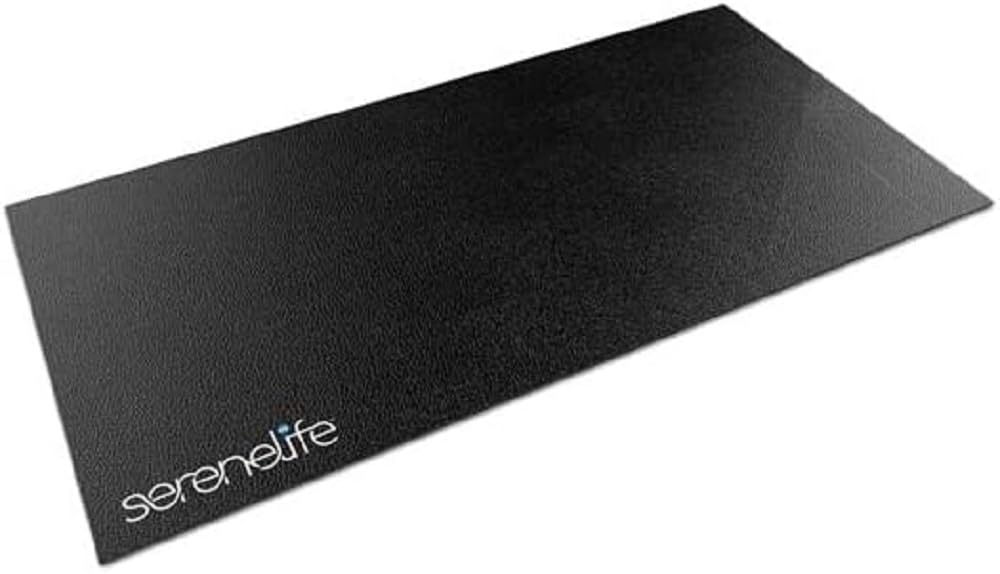 SereneLifeHome Premium Portable Fitness Exercise Mat - 36" x 72" Non-Slip Gym Training Equipment - Yoga, Workout, Jump Rope - For Bigger Treadmill, Elliptical, Bike, Bench, Power Rack, black