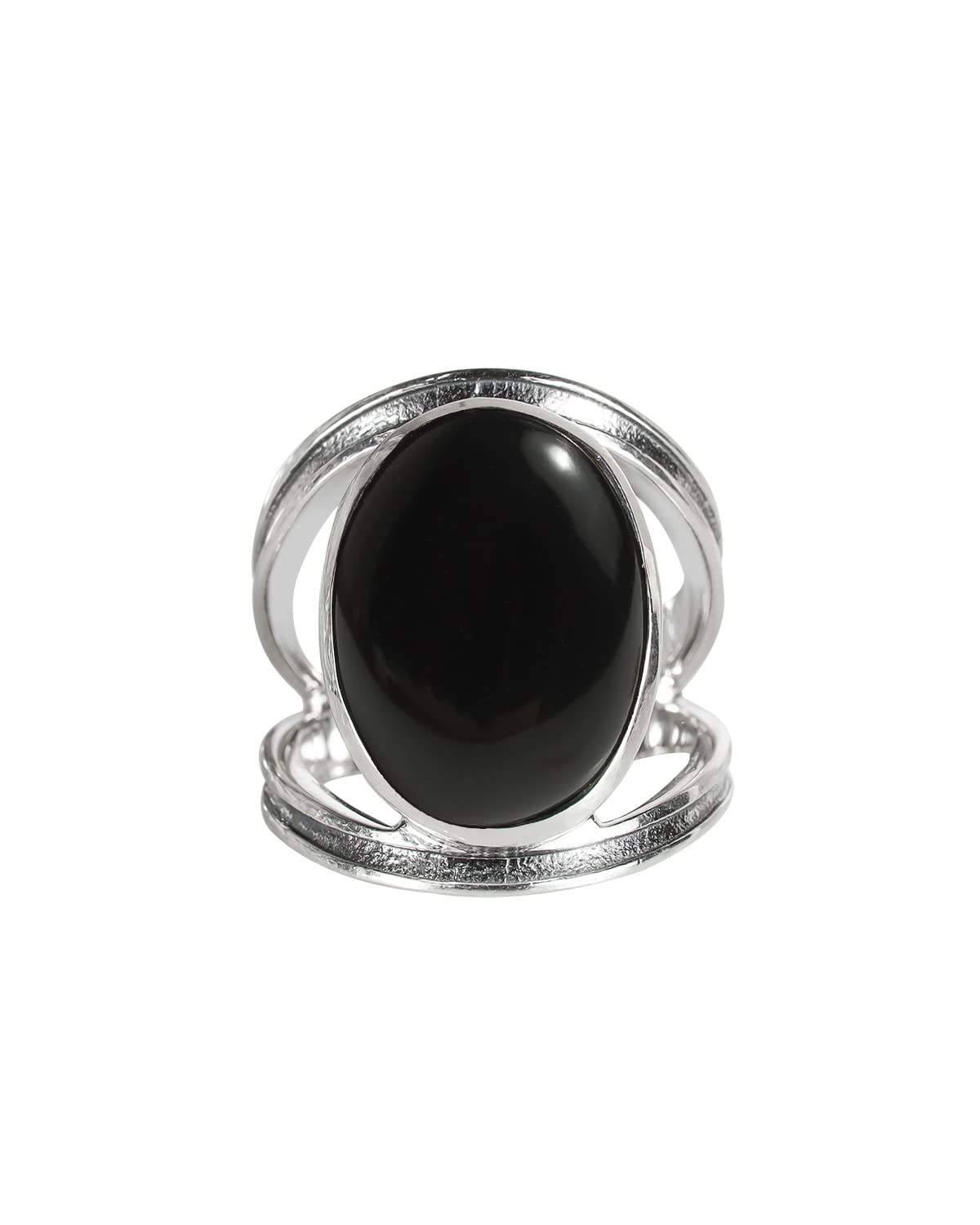 YoTreasure Black Onyx Solid 925 Sterling Silver Split Shank Statement Ring