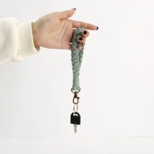 2 Pcs Boho Macrame Keychain Bracelet Handmade Wristlet Keychain Keyring Holder Wrist Lanyard for Women(2)