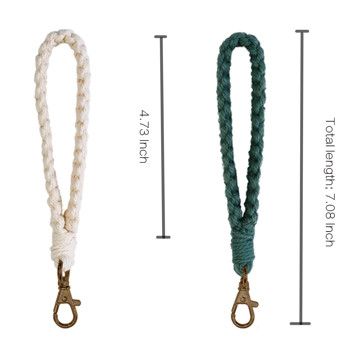 2 Pcs Boho Macrame Keychain Bracelet Handmade Wristlet Keychain Keyring Holder Wrist Lanyard for Women(3)