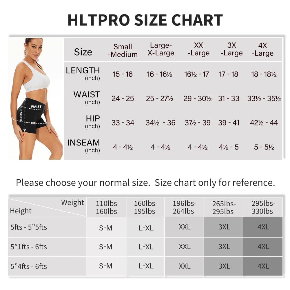 HLTPRO 3 Pack Plus Size Biker Shorts for Women (S-4XL)- 8"/5" High Waist Tummy Control Shorts for Workout, Yoga, Running