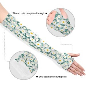 xigua Beautiful Daisy Cooling Sleeves for Arm Compression Sleeve with Thumb Hole UV Sun Protective Arm Cover for Men Women Gardening Outdoor Activity