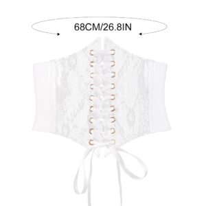 Asooll Fashion Elastic Corset Belt Wide Lace Waist Belt Party Club Prom Clothing Waist Corset for Women and Girls(White)