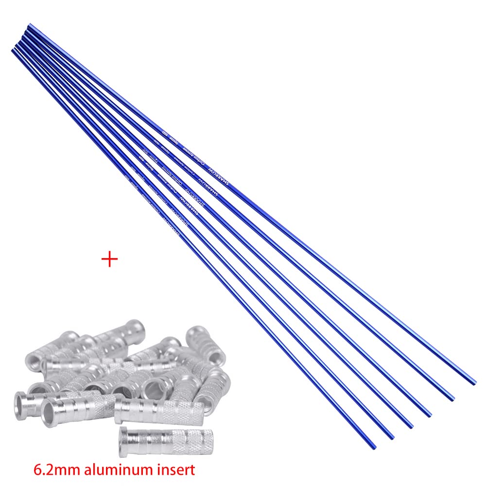 ZSHJGJR Archery 30 Inch Carbon Arrow Shafts 500 Spine ID 6.2mm Carbon Bare Shafts for Compound Bow Recurve Bow 6/12pcs (blue, 24)