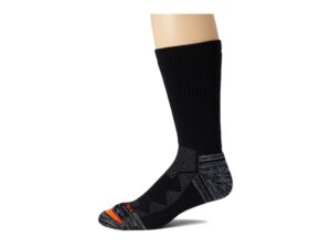 merrell standard premium wool work crew socks-unisex arch support band and breathable mesh zones, black, m/l (men's-9.5-12 /-women's-10-13)