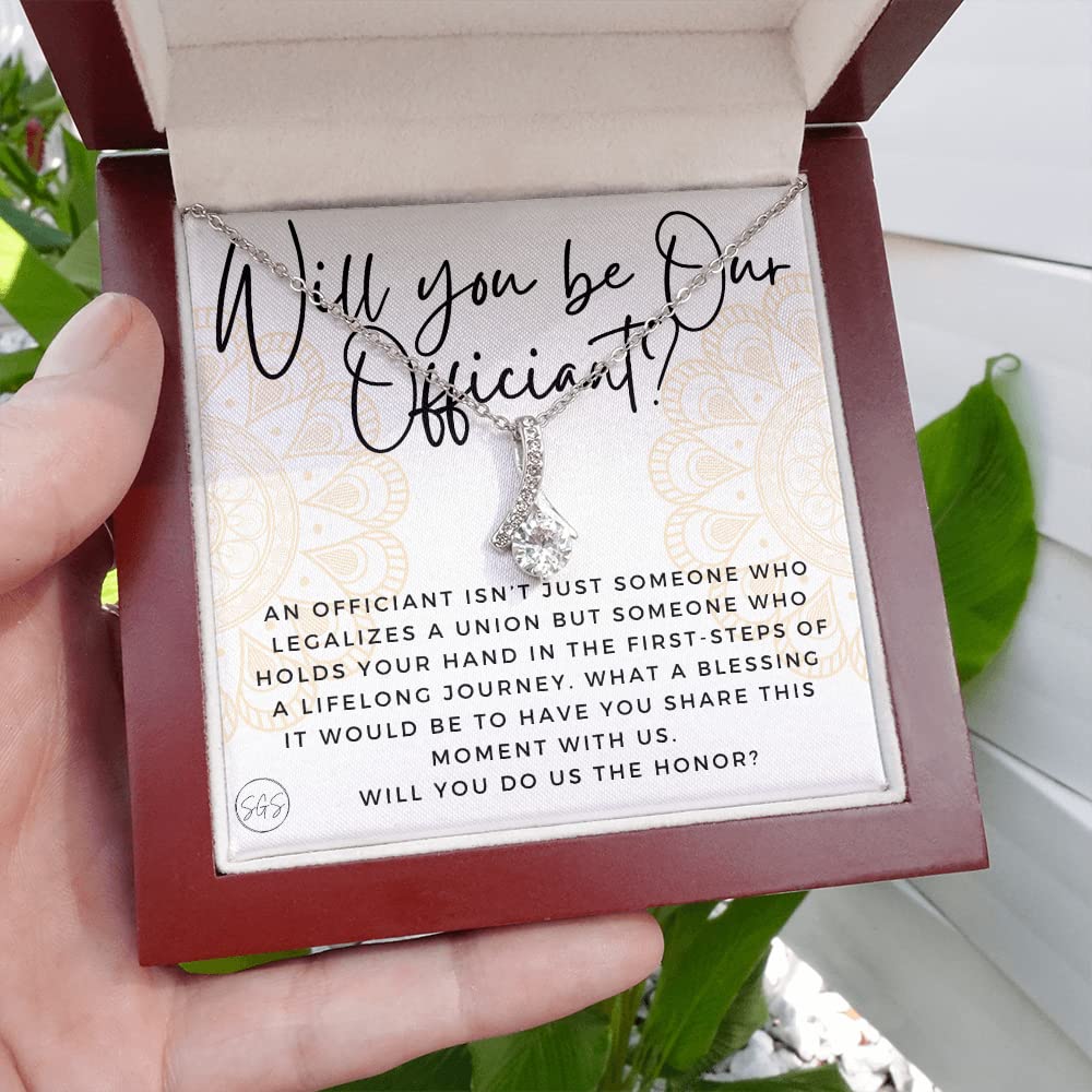 Wedding Officiant Proposal Gift | Will You Marry Us? Will You Be Our Officiant? For Friends, Best Friend Bestie Necklace Bridal Party 0817abA Standard Box