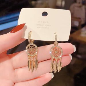 dreamcatcher long earrings temperament personality design ear accessories women fashion jewelry dream catcher dangle earrings