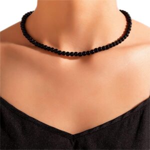 Asphinien Asphire Vintage Black Beaded Choker Bohemian Bead Ball Necklace Dainty Women's Collar Necklace Prom Party Festival Gift