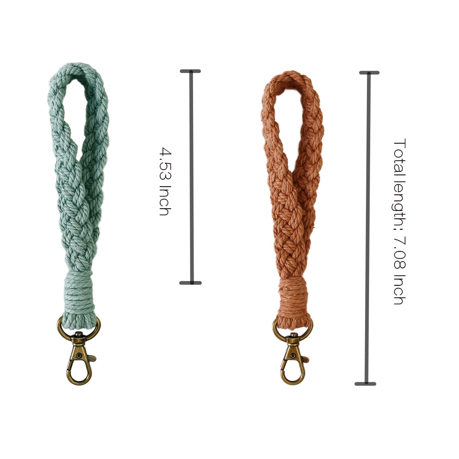 2 Pcs Boho Macrame Keychain Bracelet Handmade Wristlet Keychain Keyring Holder Wrist Lanyard for Women(2)