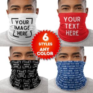 KALILY Custom Neck Gaiter Balaclava Personalized Headband Bandana Headwrap for Men Women - 2 Sides Printed