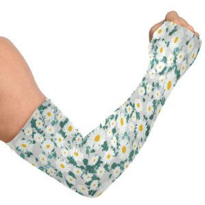 xigua Beautiful Daisy Cooling Sleeves for Arm Compression Sleeve with Thumb Hole UV Sun Protective Arm Cover for Men Women Gardening Outdoor Activity