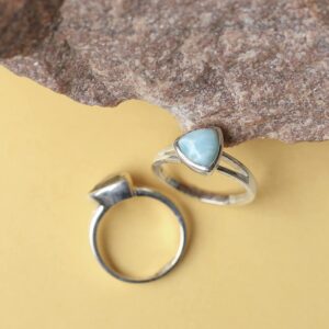 YoTreasure Natural Larimar Ring Solid 925 Sterling Silver Jewelry Gifts For Women