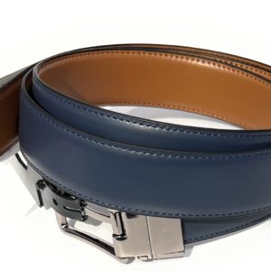 Michael Kors Men's Cut to Fit Reversible PVC Leather Dress Belt (Luggage Navy)