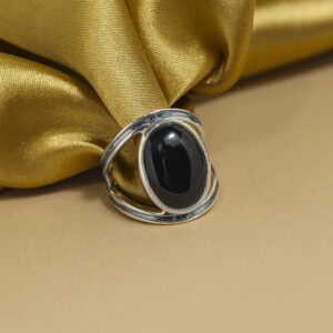 YoTreasure Black Onyx Solid 925 Sterling Silver Split Shank Statement Ring