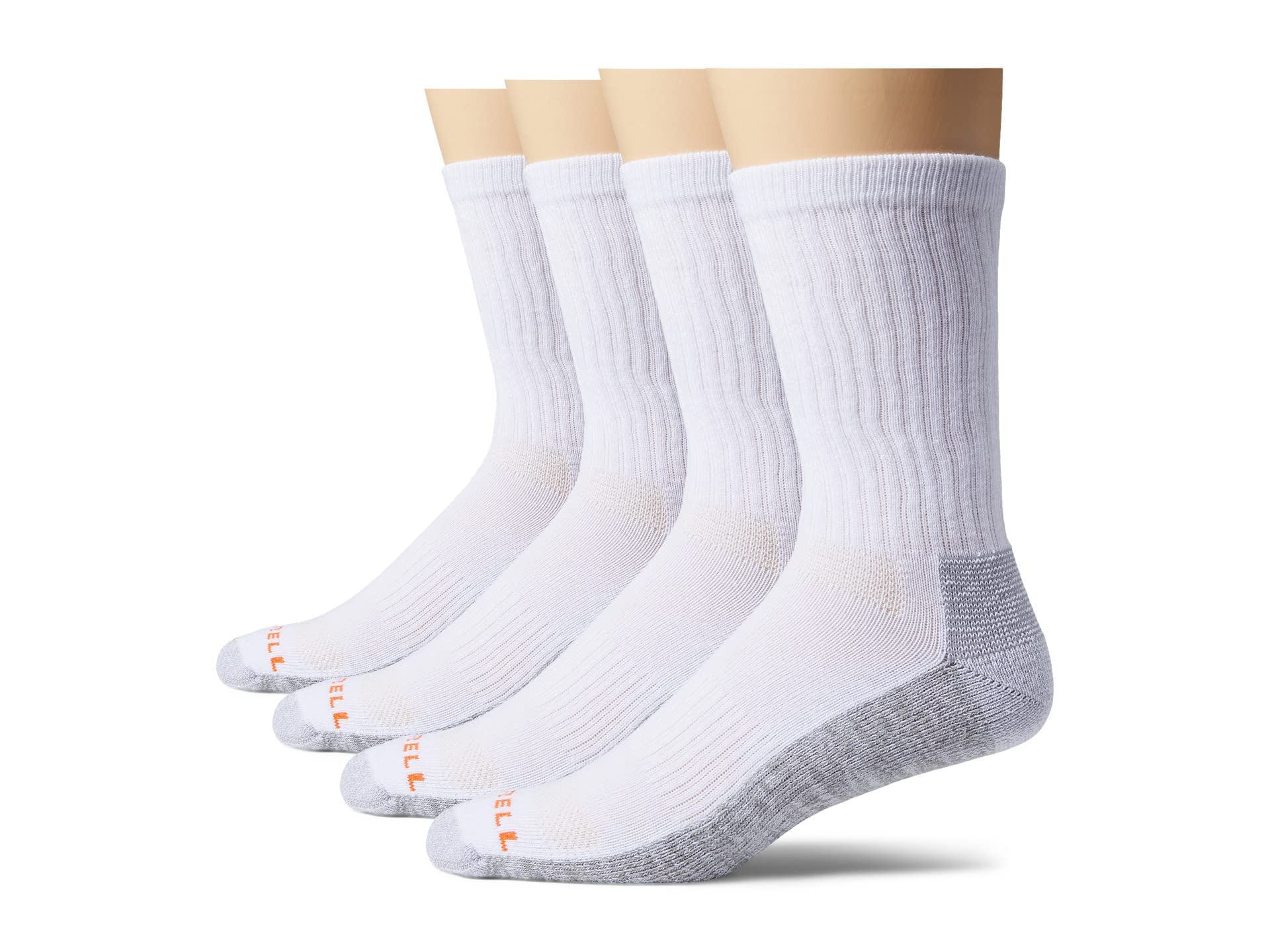 Merrell Unisex-Adult's Standard Durable Everyday Work Crew Socks-3 Packs Arch Support and Anti-Odor Cotton, White (6 Pairs), M/L (Men's 9.5-12 / Women's 10-13)