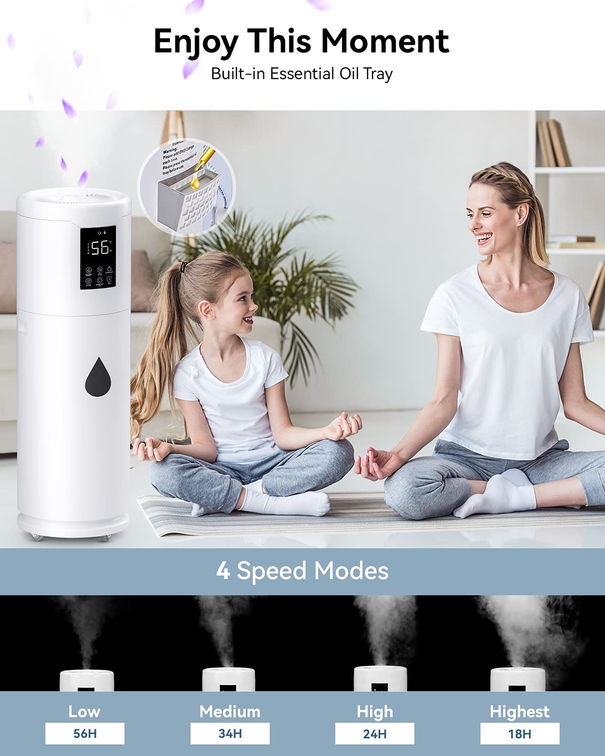 Ultra Large Humidifiers for Bedroom, 17L/4.5Gal Tower Humidifiers for Large Room 2000 sq ft, Cool Mist Humidifier with Extension Tube for Home School Office Commercial Greenhouse Plants Warehouse