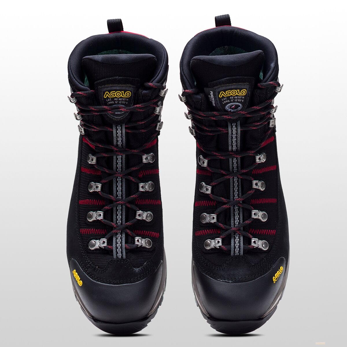 ASOLO Men's Fugitive GTX Light Hiking and Trekking Boots (Black/Red, 9 Wide)