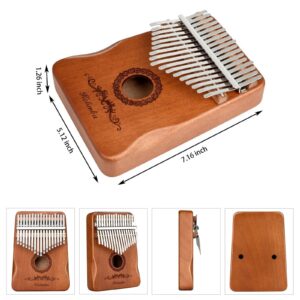 Kalimba Thumb Piano 17 Keys, Finger Piano Musical Instruments, Mbira Music Kids Gifts Adult Beginners Hand Pianos Brown