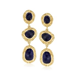 ross-simons 19.90 ct. t.w. sapphire station drop earrings in 18kt gold over sterling